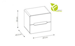 Impact Furniture Wall Hung Vanity Unit 600mm Countertop Bathroom Sink Cabinet With Drawers Handleless White Gloss Oak Arub - thumbnail 7