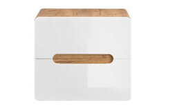 Impact Furniture Wall Hung Vanity Unit 600mm Countertop Bathroom Sink Cabinet With Drawers Handleless White Gloss Oak Arub - thumbnail 2