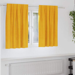 Berkfield Blackout Curtains With Top Tape 2 Pcs Mustard Yellow Velvet