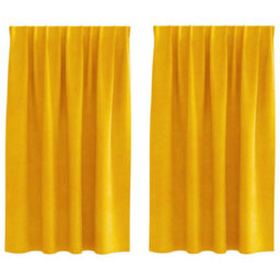 Berkfield Blackout Curtains With Top Tape 2 Pcs Mustard Yellow Velvet - thumbnail 2