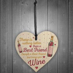 Red Ocean Best Friend Brings Wine Gift Friendship Best Friend Sign Shabby Chic Heart Wine Spirits Bff Plaques - thumbnail 2