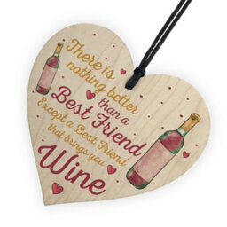 Red Ocean Best Friend Brings Wine Gift Friendship Best Friend Sign Shabby Chic Heart Wine Spirits Bff Plaques - thumbnail 6