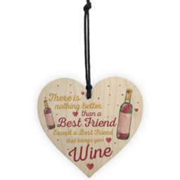 Red Ocean Best Friend Brings Wine Gift Friendship Best Friend Sign Shabby Chic Heart Wine Spirits Bff Plaques - thumbnail 5