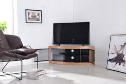 "Homeology Pangea Black Oak Curved Tru-Corner Beam-Thru Doors Up To 50"" Tv Cabinet" - thumbnail 7