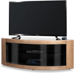 "Homeology Pangea Black Oak Curved Tru-Corner Beam-Thru Doors Up To 50"" Tv Cabinet" - thumbnail 4