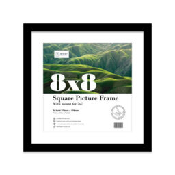 "8X8"" Black Picture Frame - 8X8"" Square Frame With 7X7"" Mount For 8X8""/7X7"" Pictures Art Deco Style Room Decor, 1 Pack" - thumbnail 1