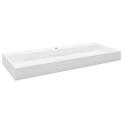 Berkfield Chic Wash Basin 120X46X11 Cm Mineral Cast/marble Cast White - image 1