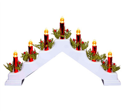 Shatchi Battery Operated Plastic White Candle Bridge - H30Xw50Xd6.5Cm - image 1