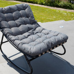 Solace Outdoor Rocking Chair - Black Metal Frame, Dark Grey Cushion - thumbnail 5