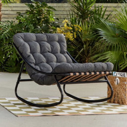 Solace Outdoor Rocking Chair - Black Metal Frame, Dark Grey Cushion - thumbnail 9