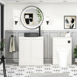 Royal Bathrooms Royal Bathroom Elmore 700mm Classic White Freestanding Bathroom Vanity Unit 2 Door Plain White Worktop With Art Round Basin - thumbnail 5
