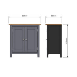 Fwstyle Taberno 2 Door Sideboard Storage Cabinet Graphite Blue & Oak (H) 67 (W) 65 (D) 33Cm - thumbnail 8