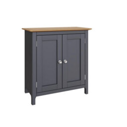 Fwstyle Taberno 2 Door Sideboard Storage Cabinet Graphite Blue & Oak (H) 67 (W) 65 (D) 33Cm - thumbnail 4