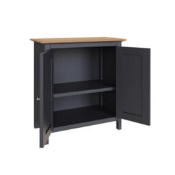 Fwstyle Taberno 2 Door Sideboard Storage Cabinet Graphite Blue & Oak (H) 67 (W) 65 (D) 33Cm - thumbnail 5