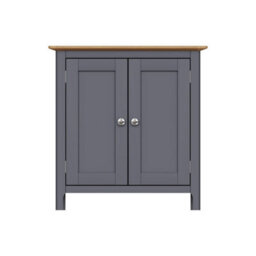 Fwstyle Taberno 2 Door Sideboard Storage Cabinet Graphite Blue & Oak (H) 67 (W) 65 (D) 33Cm - thumbnail 3