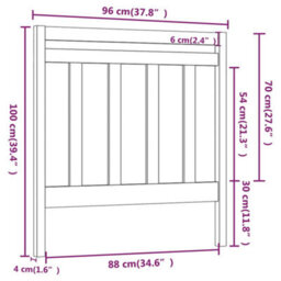 Berkfield Bed Headboard Black 95X4X100 Cm Solid Wood Pine - thumbnail 6