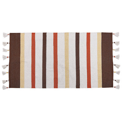 Beliani Rug Hisarli Brown 80 X 150 Cm Cotton - image 1