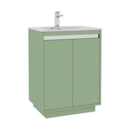 Royal Bathrooms Orion 600mm Mint Sage 2 Door Floor Standing Bathroom Vanity Unit With Carrara White Basin & Chrome Accent Trim - thumbnail 7