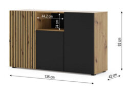 Arte Modern Auris Sideboard Cabinet In Oak Artisan W1350mm X H820mm X D420mm - thumbnail 3