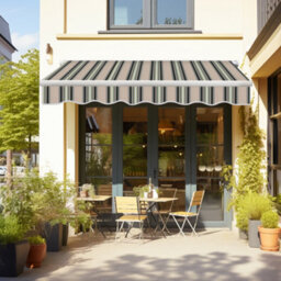Sundaze Garden Manual Retractable Awning Patio Canopy Sun Shade Shelter Angle Adjustable 4.5X3M Multi-Stripe