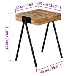 Berkfield Industrial Side Table Solid Reclaimed Teak - thumbnail 9