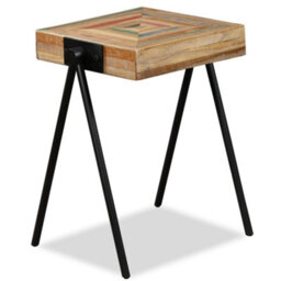 Berkfield Industrial Side Table Solid Reclaimed Teak - thumbnail 2