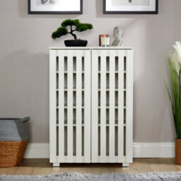 Home Source Halden 2 Door White Shoe Cabinet Hallway Storage Organiser Unit - thumbnail 6