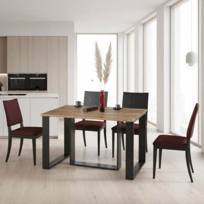 Borys Modern Extendable Dining Table 130 And 210X80 Cm Craft Oak Finish With Sturdy Black Legs - image 1