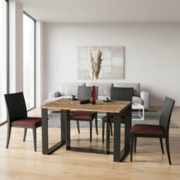 Borys Modern Extendable Dining Table 130 And 210X80 Cm Craft Oak Finish With Sturdy Black Legs - thumbnail 2