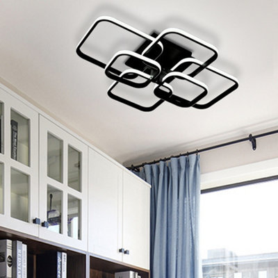 Living And Home Black 6 Square Morden Acrylic Led Low Energy Semi Flush Ceiling Light Fixture Cool White - image 1