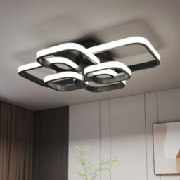 Living And Home Black 6 Square Morden Acrylic Led Low Energy Semi Flush Ceiling Light Fixture Cool White - thumbnail 2