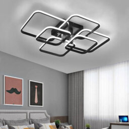 Living And Home Black 6 Square Morden Acrylic Led Low Energy Semi Flush Ceiling Light Fixture Cool White - thumbnail 3