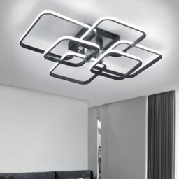 Living And Home Black 6 Square Morden Acrylic Led Low Energy Semi Flush Ceiling Light Fixture Cool White - thumbnail 4