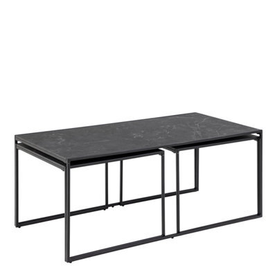 Furniture To Go Infinity Square/coffee Table Setin Matt Black Set Of 3 - image 1