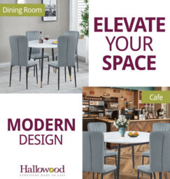 Hallowood Furniture Finley Small Round Dining Table In White Marble Finish With 4 Light Grey Faux Leather Chairs - thumbnail 6