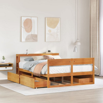 Berkfield Bed Frame Without Mattress Wax Brown 120X200 Cm Solid Wood Pine - image 1