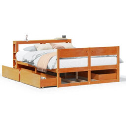 Berkfield Bed Frame Without Mattress Wax Brown 120X200 Cm Solid Wood Pine - thumbnail 2