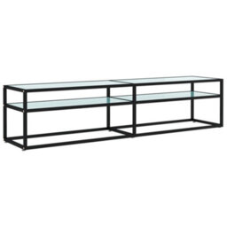 Berkfield Tv Cabinet White Marble 180X40X40.5 Cm Tempered Glass - thumbnail 2