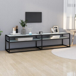 Berkfield Tv Cabinet White Marble 180X40X40.5 Cm Tempered Glass