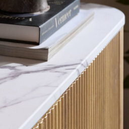 Birlea Kagu 2 Door Sideboard Fluted Ribbed Oak & Marble Effect - thumbnail 7
