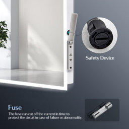 Emke Bluetooth Bathroom Mirror With Shaver Socket, 400X600mm Blue Atmosphere Light Mirror With 2 Color, Dimmable, Demister - thumbnail 5