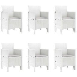 Berkfield Garden Dining Set 7 Pcs White Polt Rattan - thumbnail 5