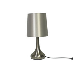 Navilux Modern Chrome Teardrop Touch Table Lamp Silver Faux Silk Shade 4-Stage Dimmable Silver Brushed Single Lamp Energy Class F - thumbnail 2