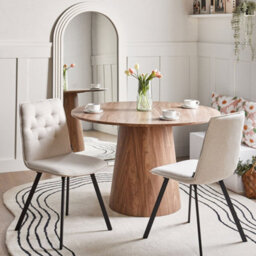 Wyld And Coco Nordicnest 2-Piece Light Beige Fabric Dining Chairs Armless Scandinavian - thumbnail 2