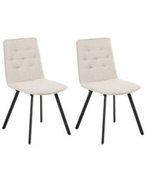 Wyld And Coco Nordicnest 2-Piece Light Beige Fabric Dining Chairs Armless Scandinavian - thumbnail 3