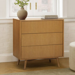 Teamson Home Tremolo Chest Of Drawers 3 Fluted Push-Open Drawer Bedroom Dresser, Natural - thumbnail 1