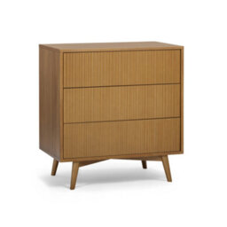 Teamson Home Tremolo Chest Of Drawers 3 Fluted Push-Open Drawer Bedroom Dresser, Natural - thumbnail 2