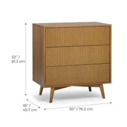 Teamson Home Tremolo Chest Of Drawers 3 Fluted Push-Open Drawer Bedroom Dresser, Natural - thumbnail 5