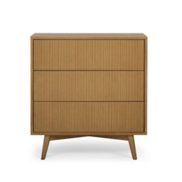 Teamson Home Tremolo Chest Of Drawers 3 Fluted Push-Open Drawer Bedroom Dresser, Natural - thumbnail 6