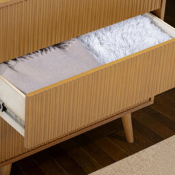 Teamson Home Tremolo Chest Of Drawers 3 Fluted Push-Open Drawer Bedroom Dresser, Natural - thumbnail 4